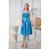 Elastic-Woven-Satin Sleeveless Knee-length A-line Zipper Natural Belt/Ruched Strapless/Sweetheart Blue Bridesmaid Dress