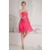 Sleeveless Knee-length A-line Strapless Natural Chiffon/Elastic-Silk-like-Satin Belt/Ruched Zipper Pink Bridesmaid Dress