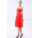 A-line Tea-length Orange Sequins/Beading/Layers Sleeveless Chiffon Strapless Natural Zipper Bridesmaid Dress