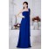 Empire Ruched/Flowers Sleeveless Zipper Chiffon Roya-Blue Floor-length One-Shoulder Natural Bridesmaid Dress