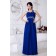 One-Shoulder/Sweetheart Sleeveless Roya-Blue Empire Chiffon Empire Floor-length Zipper Ruched/Beading/Appliques/Sequins Bridesmaid Dress