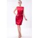 Elastic-Silk-like-Satin Natural Knee-length Sheath Sleeveless Zipper Ruched Red Bateau Bridesmaid Dress