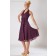 Zipper Chiffon Empire Sleeveless Knee-length A-line Fuchsia Ruched/Bow Halter Bridesmaid Dress