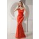Floor-length Satin Orange Natural Mermaid Sleeveless Ruched/Flowers Zipper Spaghetti-Straps Bridesmaid Dress