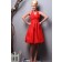 Ruched Sleeveless Zipper Chiffon A-line Red Knee-length Strapless Empire Bridesmaid Dress