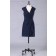 Navy Ruffles/Front-Cross V-neck Dark Sheath Chiffon/Elastic-Satin Natural Sleeveless Zipper Mini Bridesmaid Dress