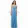 Floor-length Dropped Strapless Blue Chiffon Zipper windsor-blue Ruched Column/Sheath Sleeveless Bridesmaid Dress