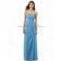 Floor-length Dropped Strapless Blue Chiffon Zipper windsor-blue Ruched Column/Sheath Sleeveless Bridesmaid Dress