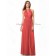 Chiffon Zipper Draped Floor-length A-line Halter Natural Watermelon firecracker Sleeveless Bridesmaid Dress