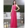 Sleeveless Zipper Chiffon Floor-length V-neck Empire posie watermelon Column/Sheath Draped Bridesmaid Dress