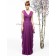 Lilac Zipper A-line Chiffon V-neck wild-berry Floor-length Draped Sleeveless Empire Bridesmaid Dress