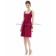 Burgundy Sleeveless A-line sangria Short-length Ruffles Zipper Chiffon Natural Bateau/Straps Bridesmaid Dress