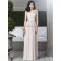 Sleeveless Natural Light-Slate-Gray Chiffon One-Shoulder Zipper Draped/Flowers cameo A-line Floor-length Bridesmaid Dress