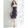 Knee-length Mini Sleeveless Natural Satin Strapless/Sweetheart Dark-Navy Bow midnight Zipper Bridesmaid Dress