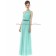 Floor-length Blue Chiffon Coastal One-Shoulder Draped/Sash Natural Zipper Sleeveless Column/Sheath Bridesmaid Dress