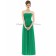 Bateau/Strapless Dropped Green Chiffon Draped Floor-length Zipper A-line Sleeveless PANTONE-Emerald Bridesmaid Dress
