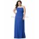 Bateau/Strapless Floor-length Natural Sleeveless Draped sapphire Royal-Blue Zipper-Side Chiffon A-line Bridesmaid Dress