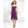 Purple Strapless/Sweetheart A-line Draped/Bow Sleeveless Natural Knee-length Zipper Chiffon persian-plum Bridesmaid Dress