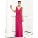 Floor-length Draped Straps posie Fuchsia Chiffon Sleeveless Empire Zipper Column/Sheath Bridesmaid Dress