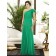 Chiffon Floor-length Zipper-Side Draped/Sash PANTONE-Emerald One-Shoulder A-line Natural Green Sleeveless Bridesmaid Dress