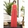 Watermelon Sleeveless A-line Chiffon Floor-length firecracker Scoop Zipper Draped/Sash Empire Bridesmaid Dress