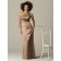 Sash Brown One-Shoulder Floor-length A-line Zipper Satin cappuccino Sleeveless Natural Bridesmaid Dress