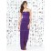 Majestic / Purple Natural Belt V-neck Floor-length Column / Sheath Satin Sleeveless Bridesmaid Dress