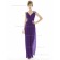 Majestic / Purple Floor-length V-neck Sleeve Column / Sheath Empire Draped Cap Chiffon Bridesmaid Dress