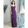 African Violet / Purple Empire Floor-length Sleeveless Sweetheart Column / Sheath Chiffon Draped Bridesmaid Dress