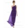 Majestic / Purple Chiffon Sleeveless Natural Shoulder Draped Floor-length One Column / Sheath Bridesmaid Dress