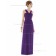 Majestic / Purple Floor-length V-neck Column / Sheath Draped Chiffon Natural Sleeveless Bridesmaid Dress