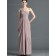 Pearl Pink One Shoulder Floor-length A-line Empire Chiffon Bridesmaid Dress