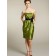 Green Knee-length Empire A-line Satin Bateau Bridesmaid Dress