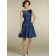 Blue Satin Bateau Natural Knee-length A-line Bridesmaid Dress