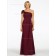 Burgundy A-line One Shoulder Natural Floor-length Chiffon Bridesmaid Dress