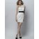 White Empire Chiffon One Shoulder Column / Sheath Knee-length Bridesmaid Dress