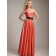 Watermelon A-line Empire Satin Bateau Floor-length Bridesmaid Dress