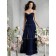 Dark Navy Floor-length Chiffon Empire Sweetheart A-line Bridesmaid Dress