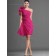 Red Chiffon Natural Column / Sheath Short-length One Shoulder Bridesmaid Dress