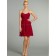Red Empire Short-length Bateau Chiffon A-line Bridesmaid Dress