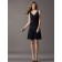 Black Natural Short-length Lace V-neck A-line Bridesmaid Dress