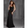 Black Column / Sheath Sweetheart Natural Satin Floor-length Bridesmaid Dress