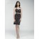 Black Short-length Column / Sheath Lace Natural V-neck Bridesmaid Dress