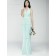 Green V-neck Empire Floor-length Column / Sheath Chiffon Bridesmaid Dress