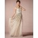 Champagne A-line Tulle Bateau Floor-length Natural Bridesmaid Dress