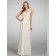 ivory Empire Floor-length Column / Sheath Chiffon V-neck Bridesmaid Dress