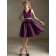 Grape A-line Knee-length V-neck Satin Natural Bridesmaid Dress