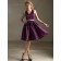 Grape A-line Knee-length V-neck Satin Natural Bridesmaid Dress