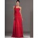 Red Chiffon Sweetheart Natural Sweep A-line Bridesmaid Dress