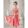 Watermelon A-line Satin Natural Strapless Knee-length Bridesmaid Dress